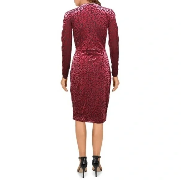 Rachel Roy Velvet Animal Print Faux Wrap Dress - Picture 2 of 14